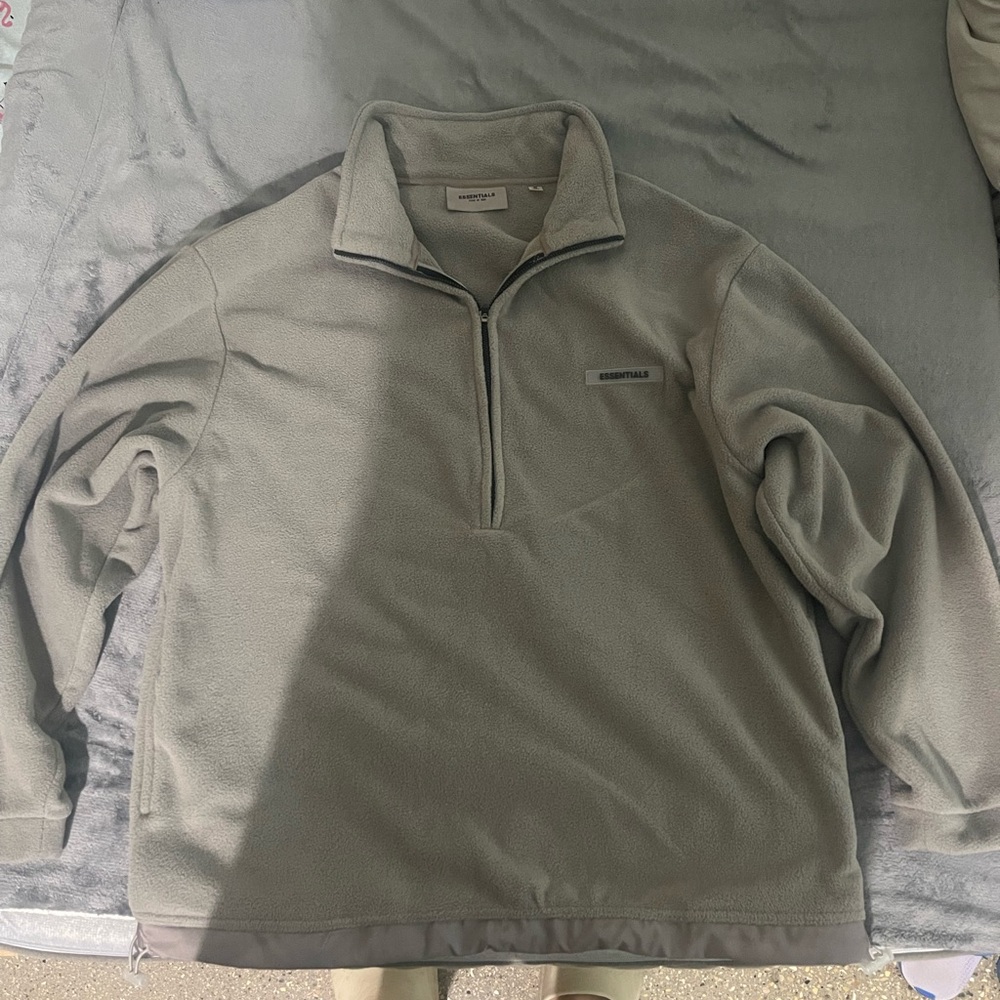 Essentials Men's Gray Zip Up Sweater